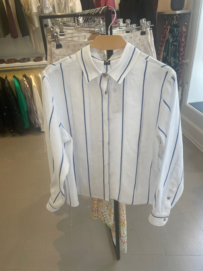 Bluse Oversize mit Kragen Leinen